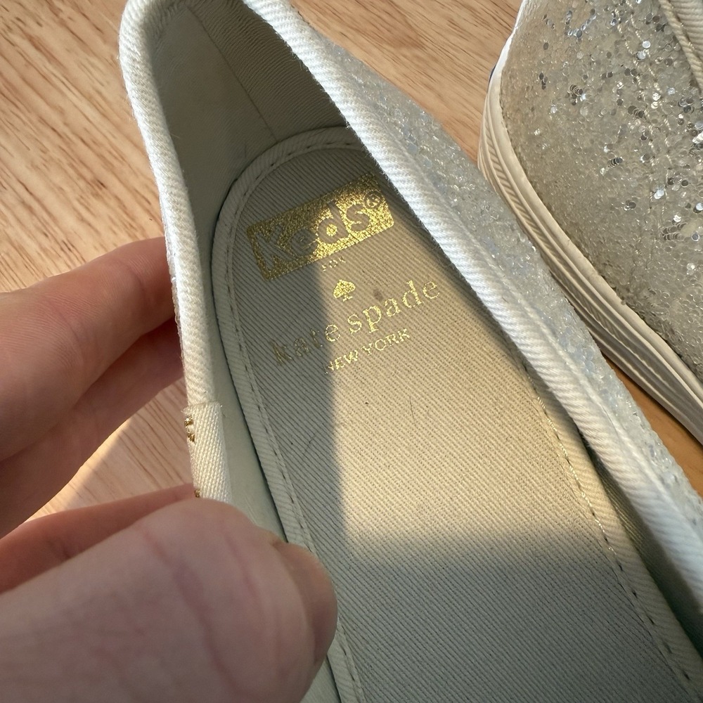 KEDS FOR KATE SPADE New York White Glitter Slip-on Sneaker Sz. 9.5 - Picture 11 of 12